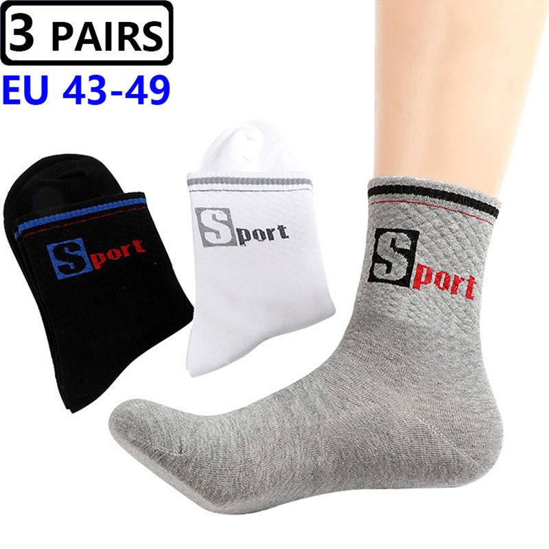3 Pairs/Pack Big Large Socks E - مراجعة Cotton Crew Sock Pack وسعره