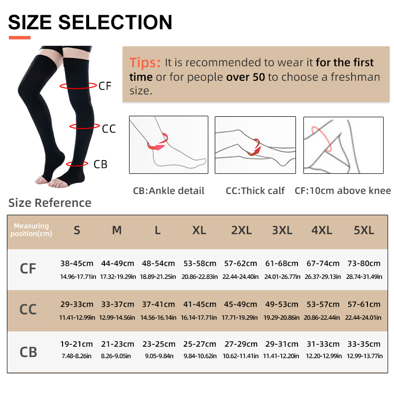 1Pair Thigh High Open Toe Medi - مراجعة Compression Sock Medical وسعره