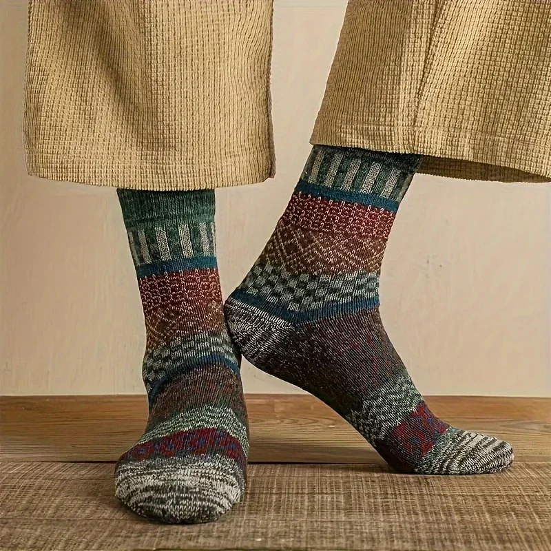 5 pairs of retro ethnic style  - مراجعة Thermal Sock Winter وسعره
