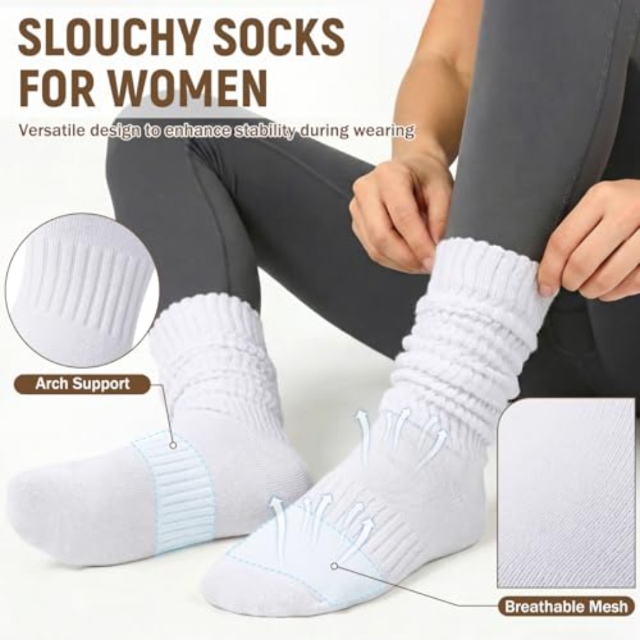 Chalier 5 Pairs Slouchy Socks  - مراجعة Boot Sock Slouchy وسعره