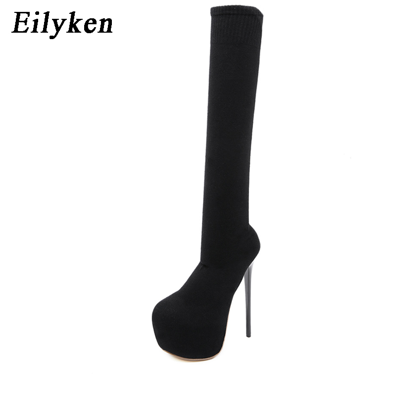Eilyken 17CM Platform Heels Wo - مراجعة Knee High Sock Women وسعره