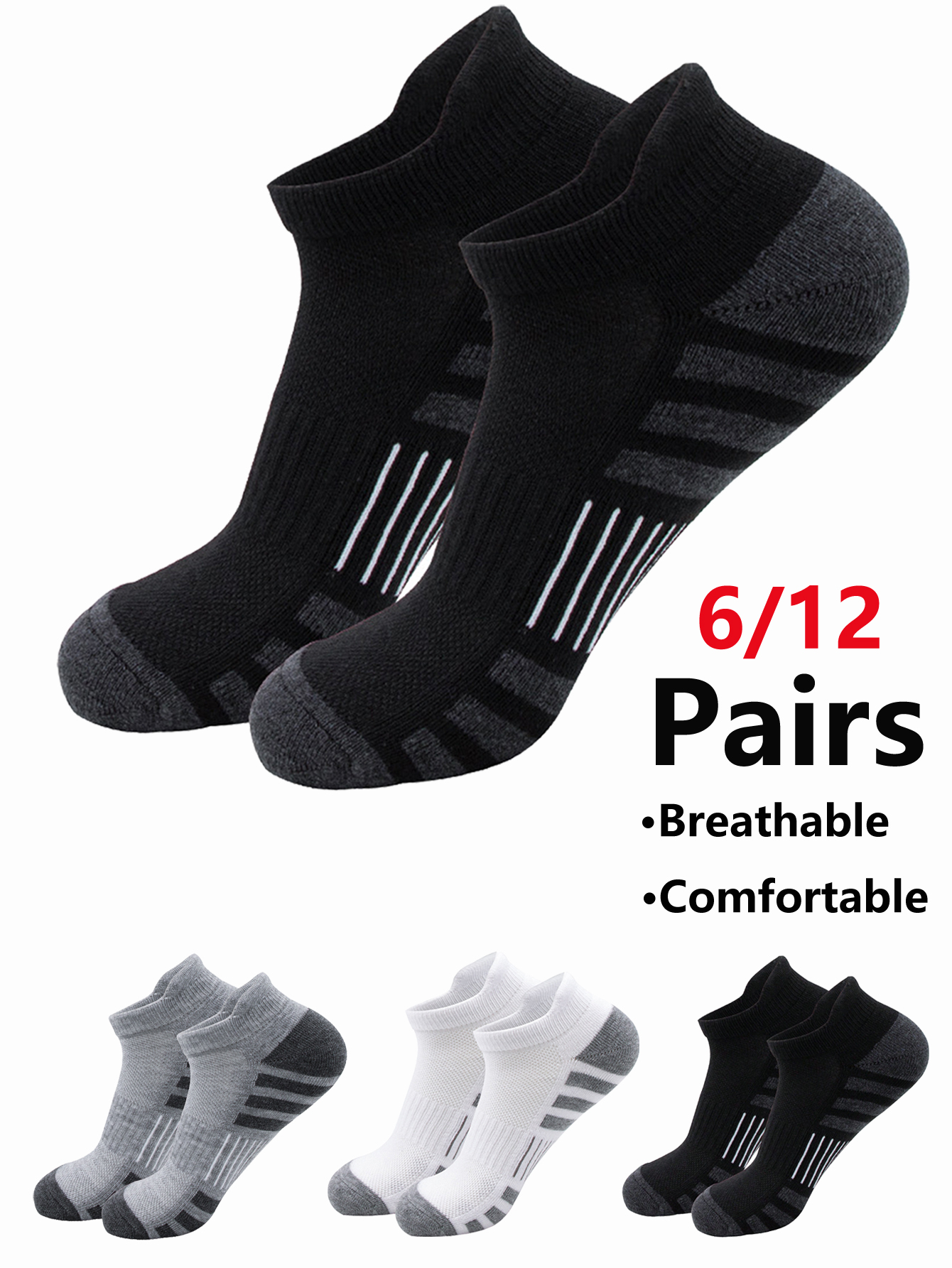6/24 Pairs Cushioned Breathabl - مراجعة Athletic Sock Cushion وسعره