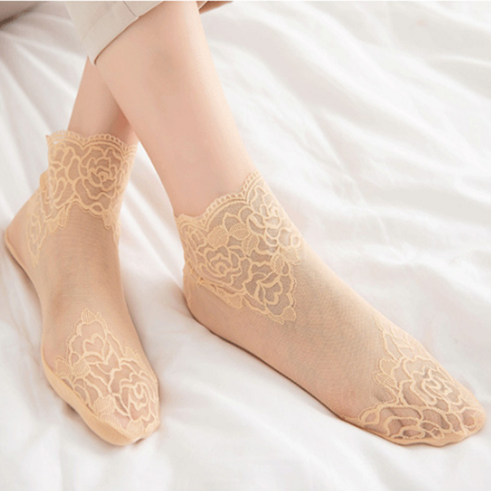 woman Lace rose thin socks Loa - مراجعة Invisibility Sock Loafer وسعره