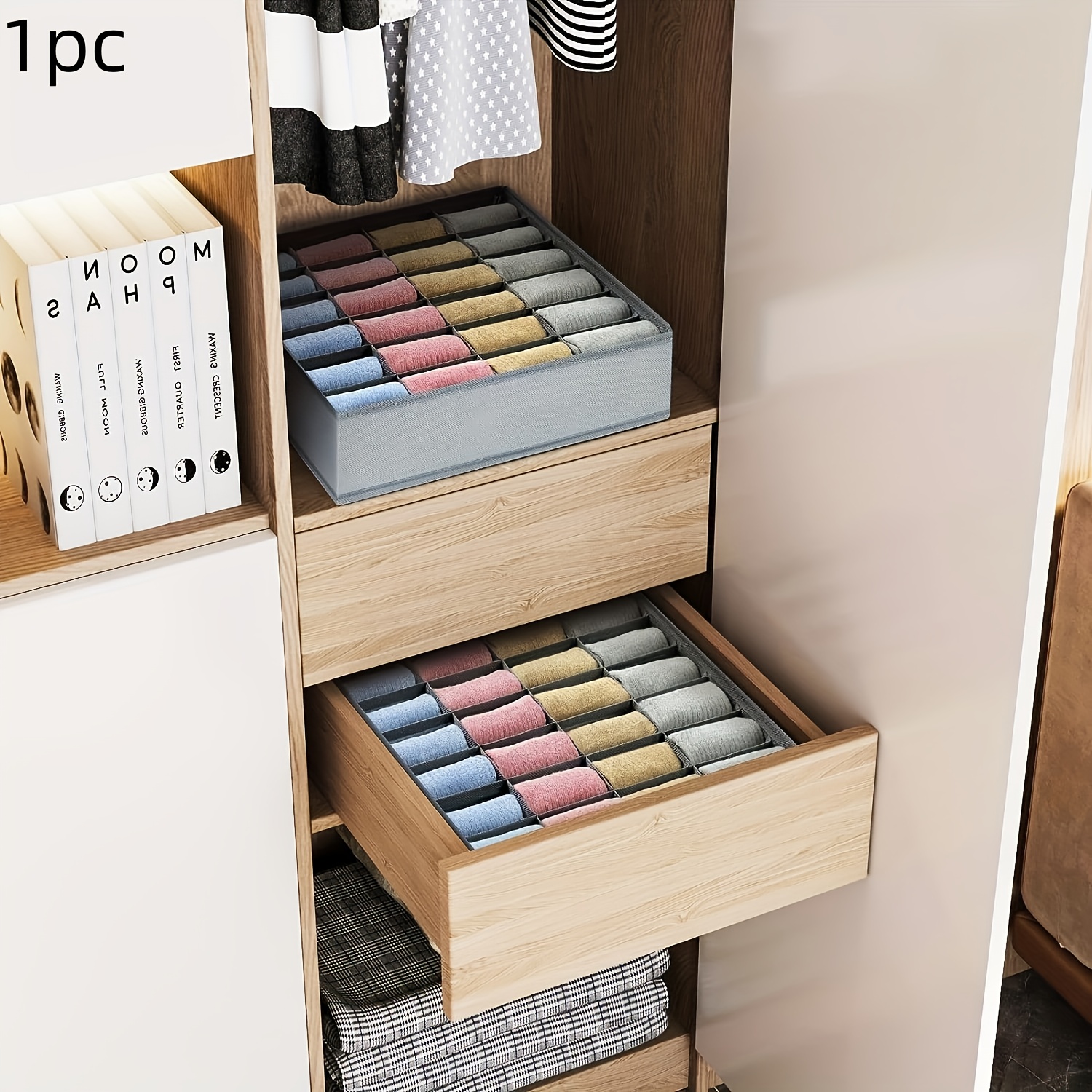 24-Compartment Fabric Drawer O - مراجعة Sock Organizer Tray وسعره