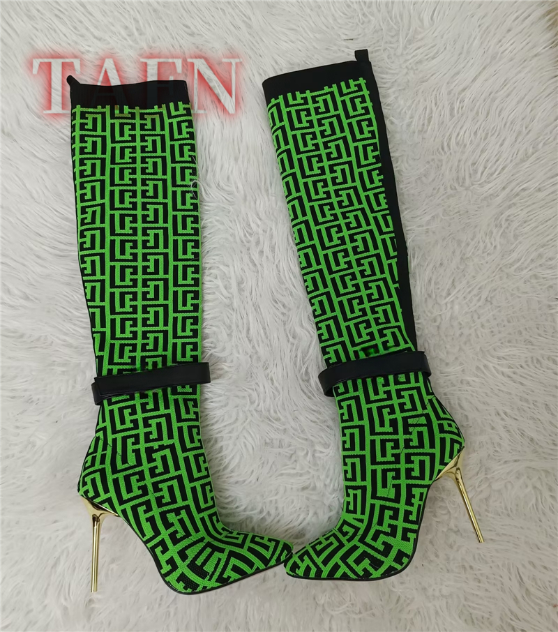 Women Stretch Sock Boots Fashi - مراجعة Knee High Sock Women وسعره