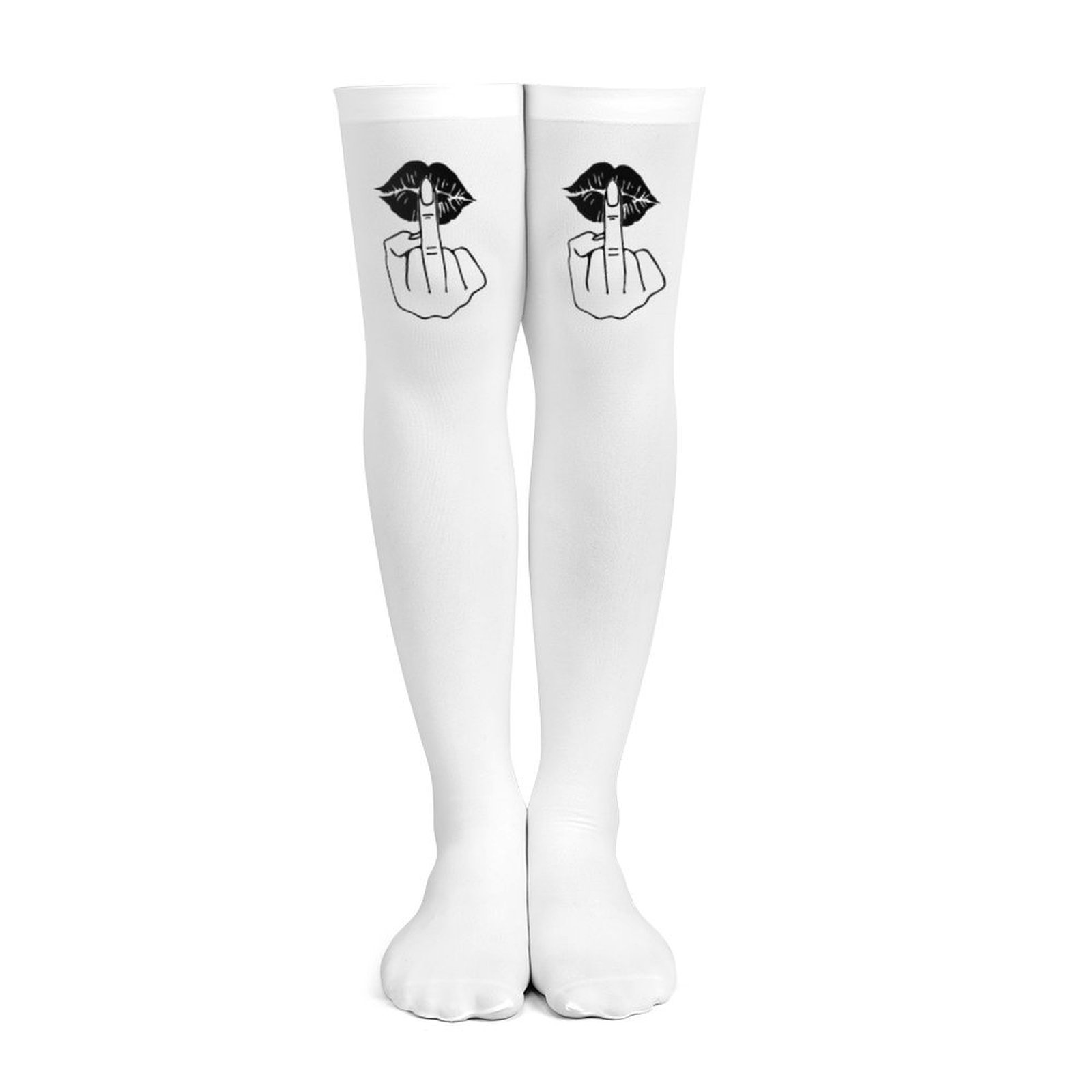 Ladies' white middle finger, r - مراجعة Knee High Sock Women وسعره