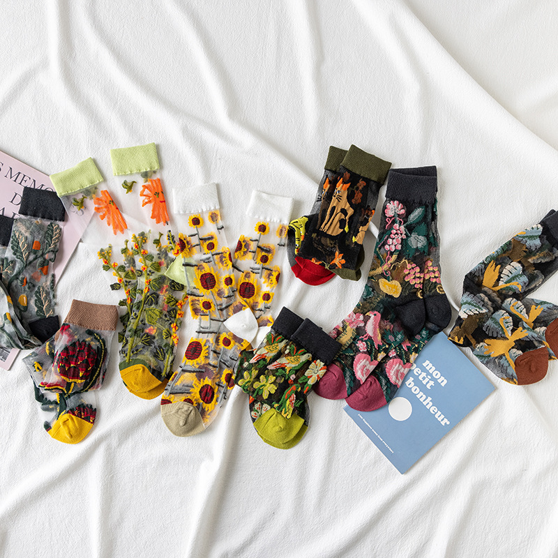 1/4 Pairs Retro Flower Women G - مراجعة Silk Sock Bamboo وسعره
