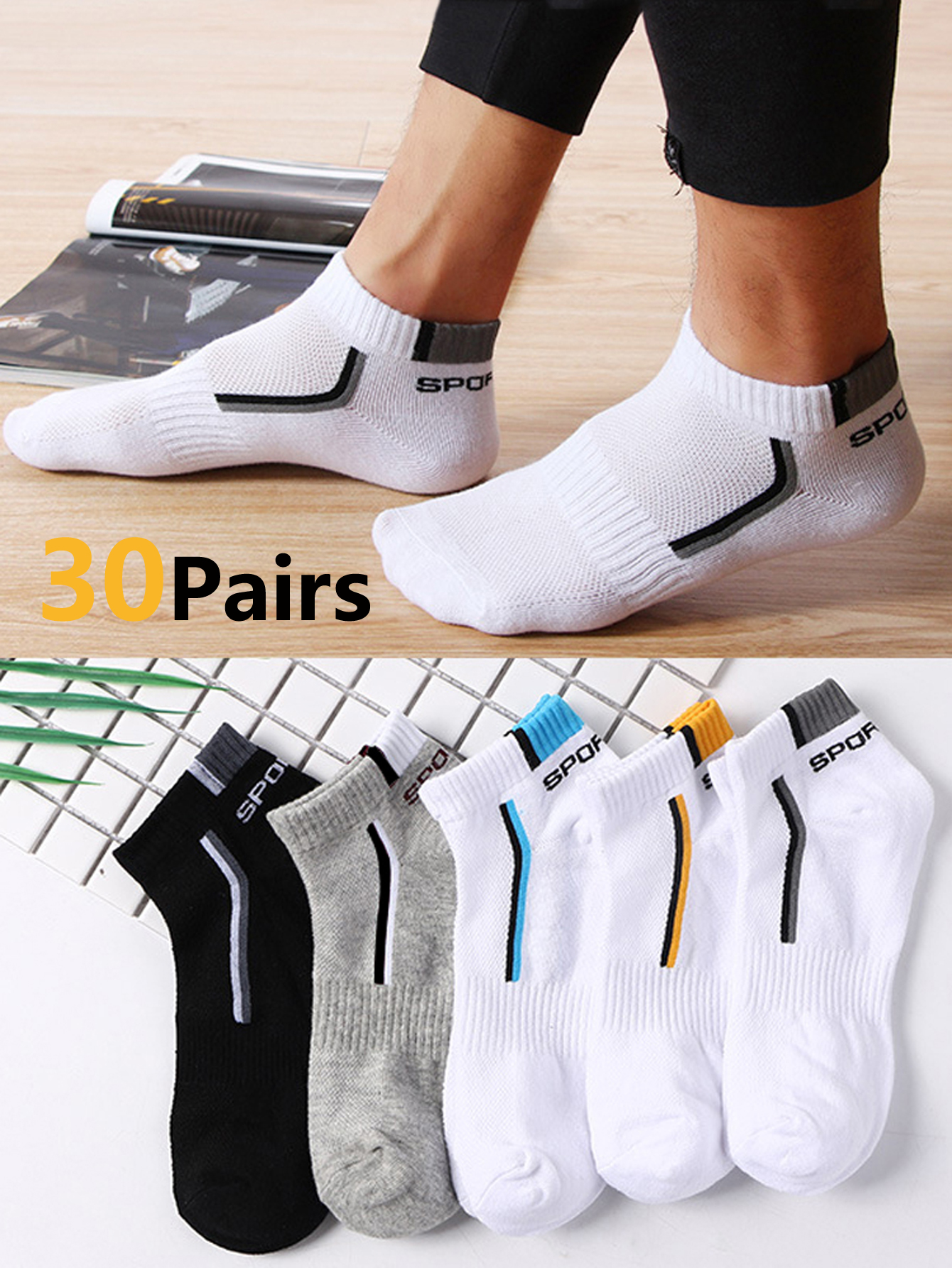 30Pairs Men's Mesh Breathable  - مراجعة Ankle Sock Low Cut وسعره
