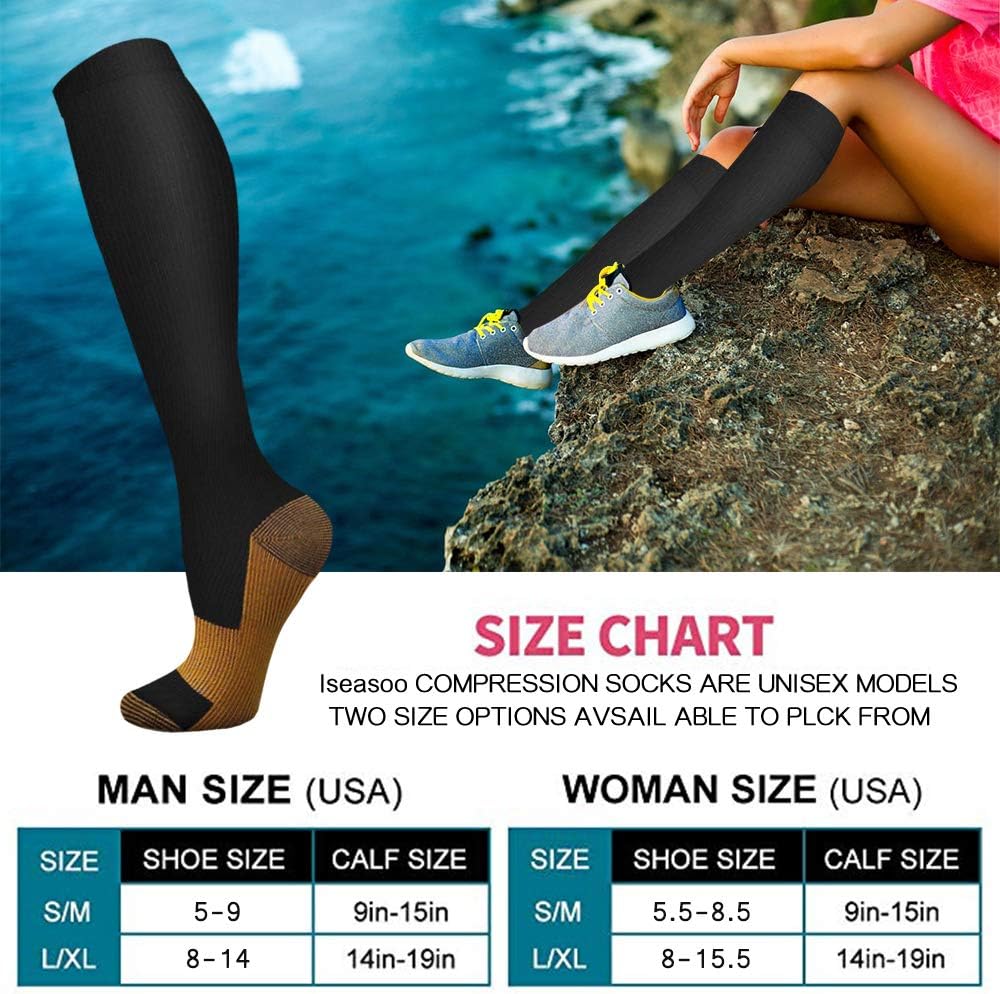 6 Pairs Solid Color Copper Com - مراجعة Compression Sock Medical وسعره